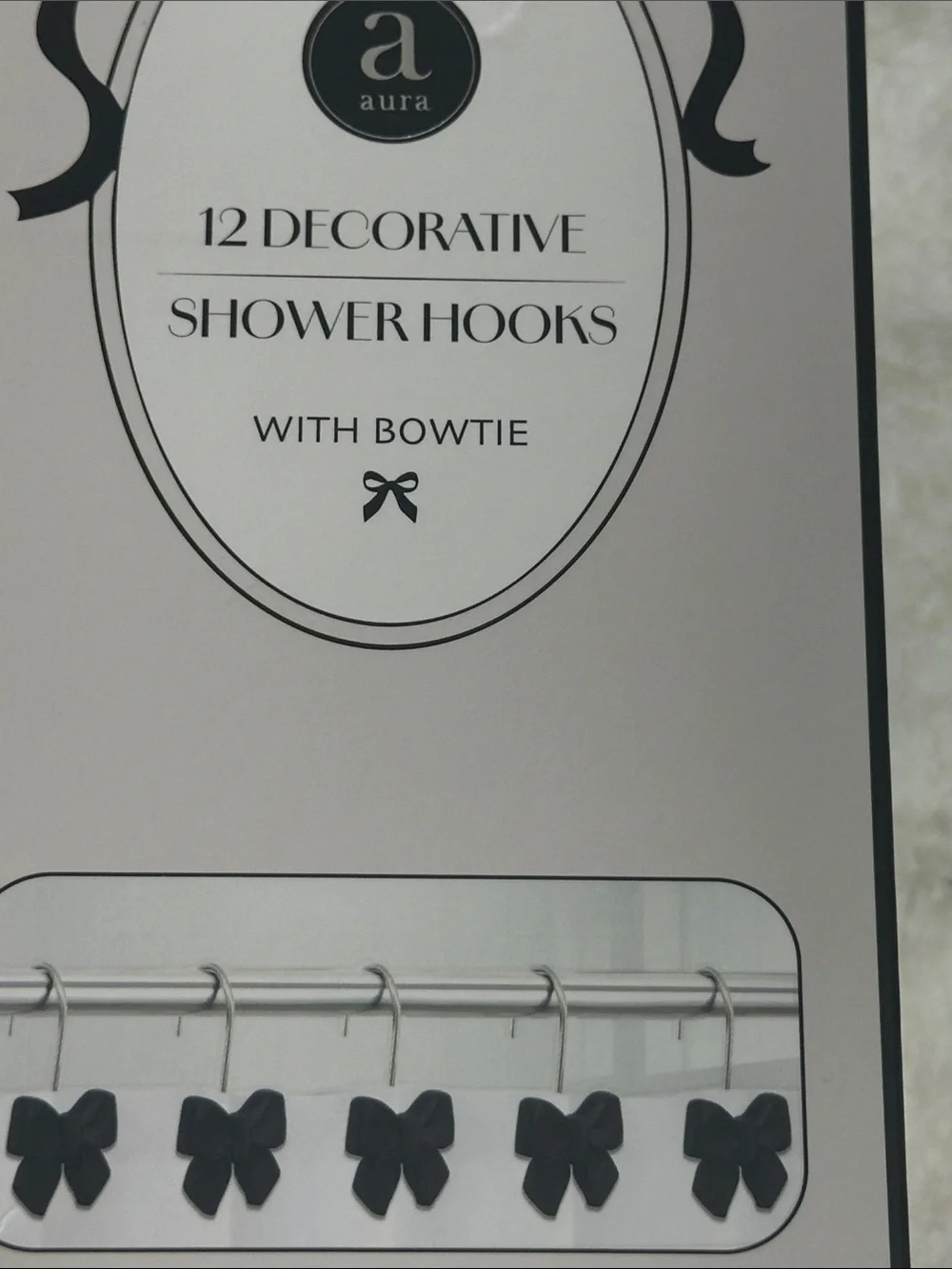 Black bow set of 12 shower hooks